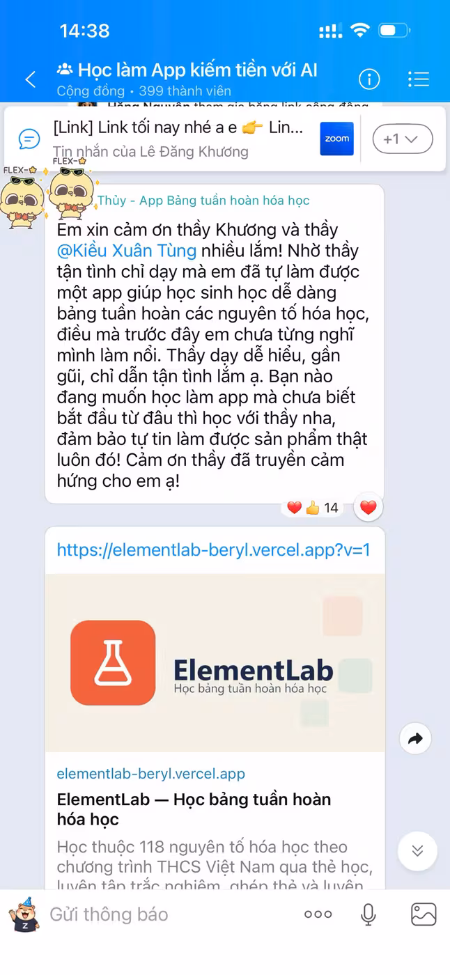 App ElementLab - app Hóa học do chị Thủy tự dựng
